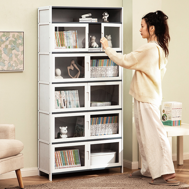 简易书架置物架落地多层收纳柜子储物柜学生卧室家用书柜现代简约
