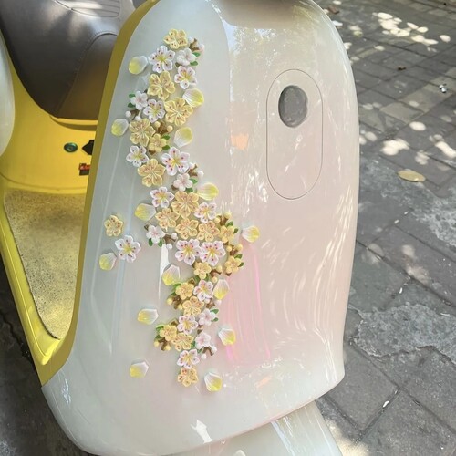电动车中控3D立体桃花装饰贴