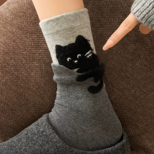 【可爱百搭】卡通小猫春秋无骨袜