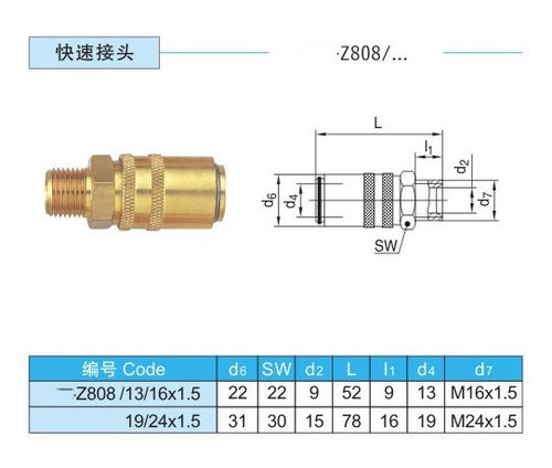 供应HASCO快速接头模具注塑机配件Z808/13/16*1.5 Z808/19/24*1.5