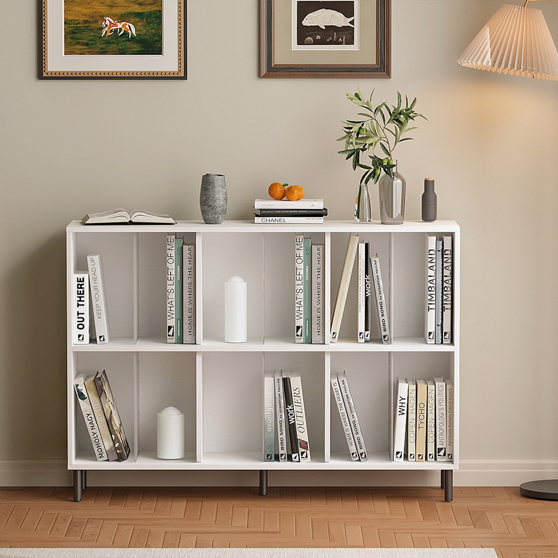 落地书架儿童简易阅读书桌家用客厅靠墙书柜收纳组合格子柜展示柜