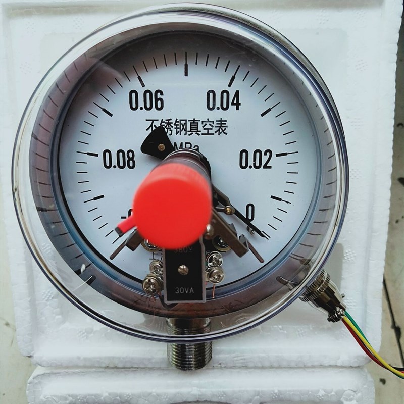 YXC100BF 304防腐高温不锈钢真空电接点压力表 -0.1-0mpa真空表
