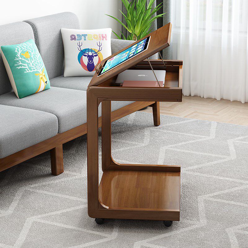 实木笔记本电脑桌简约家用卧室桌子沙发边办公几可移动书桌床边