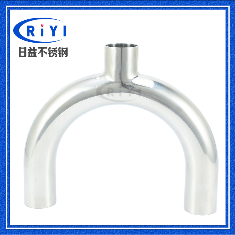 304卫生级不锈钢快装焊接平口U型三通弯头单卡U型管180度弯不退换
