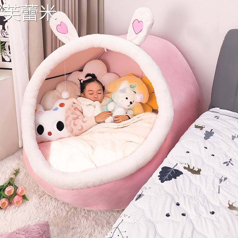 芙蕾米儿童拼接床分床神器帐篷男孩女孩二胎大床边可拆洗卡通用小窝毛绒床笠拉车