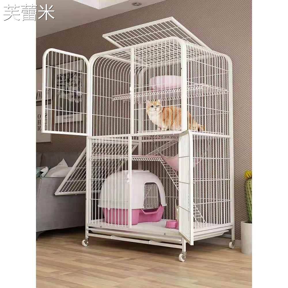 芙蕾米猫笼子猫别墅家用二三层猫窝大型猫舍带厕所猫咪宠物超大自由空间摆件饰品床笠拉车床笠拉车