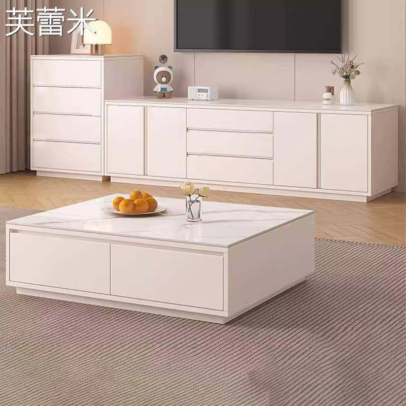 芙蕾米实木电视 柜 收纳储物 柜 一体斗 柜 客厅新款家用落地加高岩板电视机 柜摆件饰品床笠拉车床笠拉车