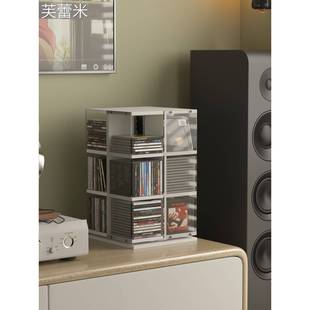 芙蕾米cd架专辑游戏碟储存架光盘收纳透明展示盒亚克力旋转专辑收藏架子床笠拉车