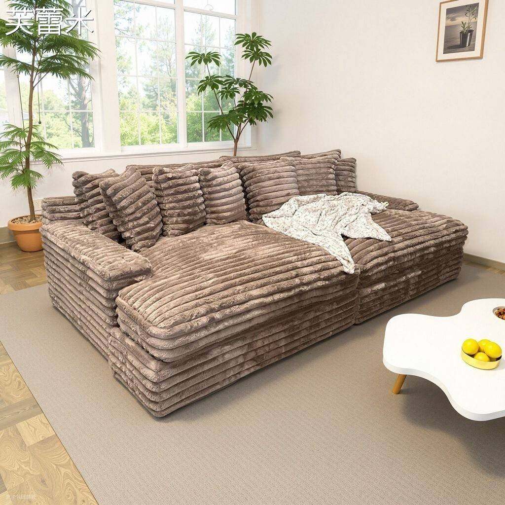 芙蕾米真空压缩轻奢风懒人云朵小户型布艺可拆洗组合客厅卧室创意沙发床床笠拉车