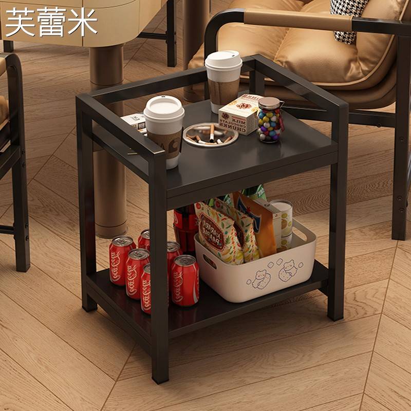 芙蕾米麻将茶几茶水架棋牌室专用可移动茶水桌麻将桌旁简易双层置物架子床笠拉车