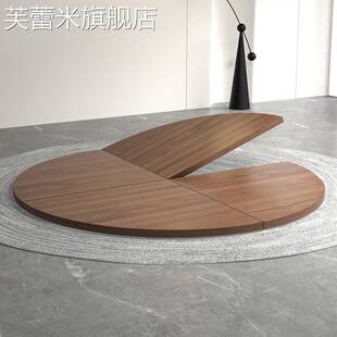 芙蕾米折叠饭桌小户型家用圆餐桌旋转圆盘圆桌面板商用吃饭桌子实木餐桌饰品摆件垫垫