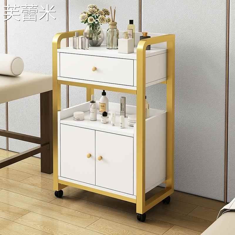 芙蕾米美容院专用小推车美甲收纳推车多功能可移动工具车美容仪器置物 架摆件饰品床笠拉车床笠拉车