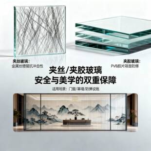 夹丝玻璃夹胶玻璃调光车刻防爆异形艺术装饰玻璃任意尺寸厂家直销
