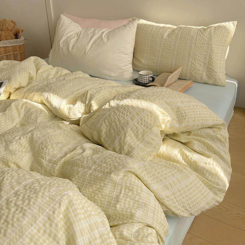 a类色织提花床单四件套2025春季水洗棉被套南通床上用品三件套