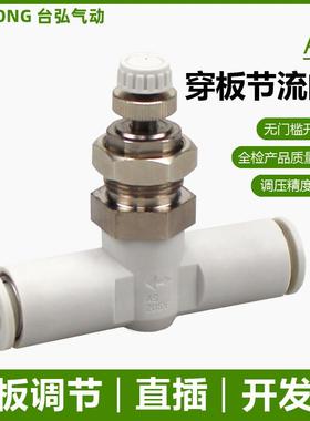 隔板管道节流阀AS1001F-04-3 2001F-06气管调速接头2051F-08-穿板