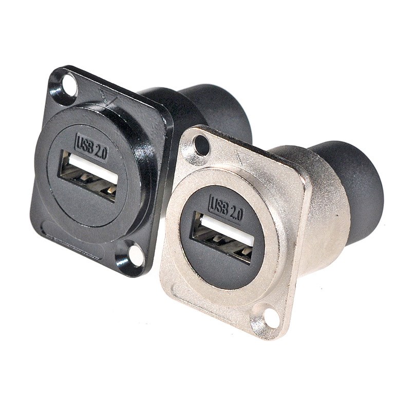 USB3.0/2.0 D型圆形数据网络延长传输直通头面板安装接口母座模块