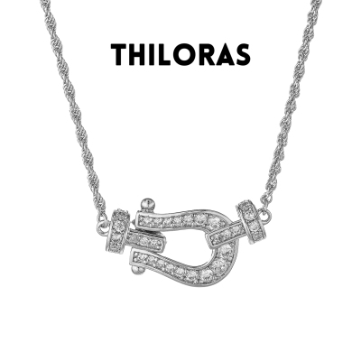 THILORAS/蒂洛拉马蹄扣镶钻航海扣颈链麻花链轻奢U型女TL80014