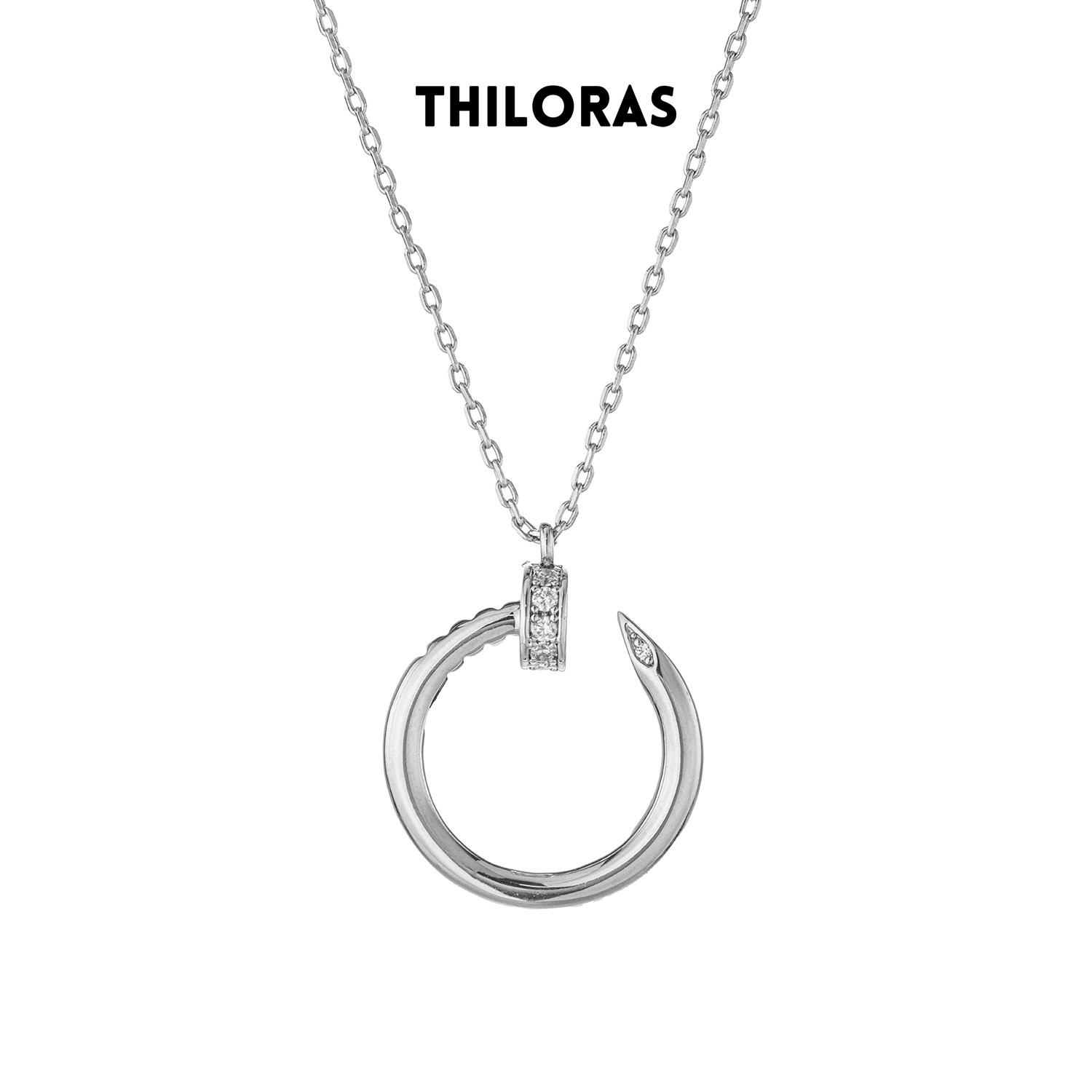 THILORAS/蒂洛拉石钉子项链立体C型吊坠轻奢高级钻锁骨链TL80011