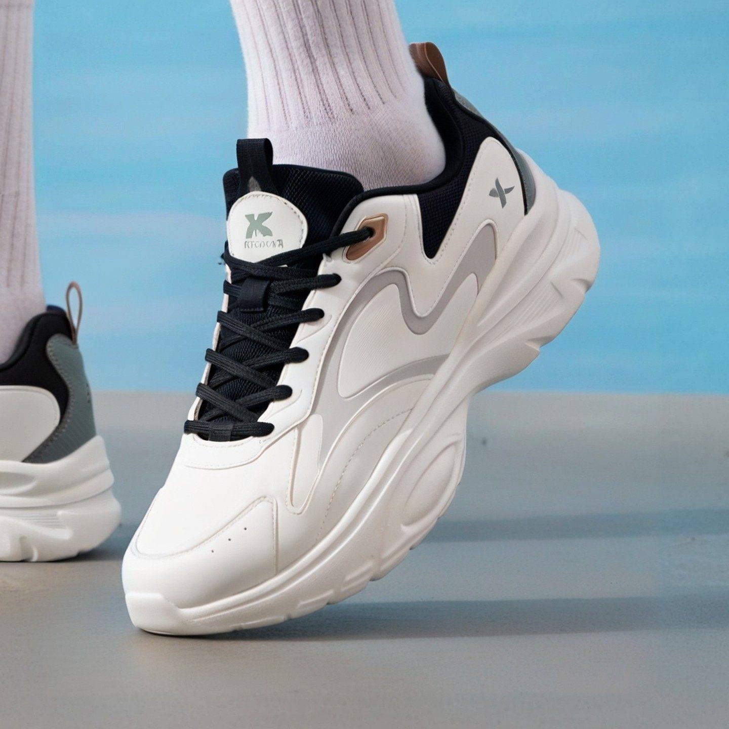 特步休闲鞋男鞋冬季革面轻便运动鞋黑色复古老爹鞋厚底百搭户外鞋,运动鞋new,跑步鞋,淘宝优惠券,粉丝福利购,淘宝优惠卷