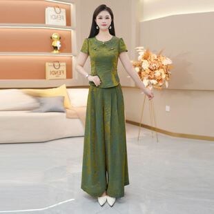 时尚套装气质夏季洋气上衣2026新款收腰长裤时尚女人SJYH6551