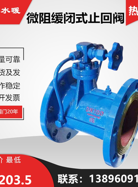 HH48/49X铸铁微阻缓闭式止回阀蝶式消声防水锤单向阀DN100止逆阀