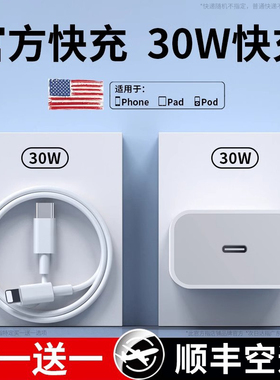 适用苹果充电器线iPhone14充电头PD快充15/16手机插头13promax充电线12平板11专用ipad双C数据线正品原一套