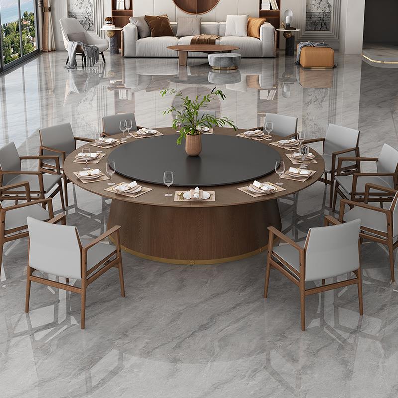 北匠极简电动餐桌酒店大圆桌餐厅会所电动圆桌12人饭店岩板火锅桌