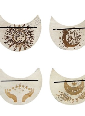 月亮形木质底座展示架塔罗牌木制底座支架矩形展示架摆件工艺魔法