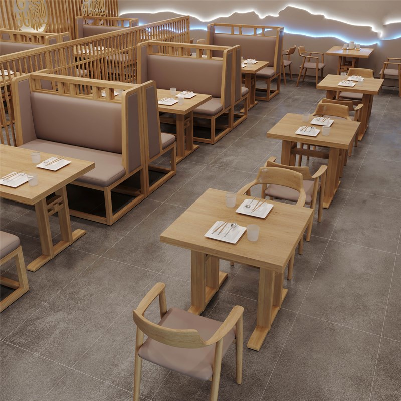 定制餐饮饭店桌椅组合日料汉堡奶茶快餐面馆餐厅卡座沙发实木商用