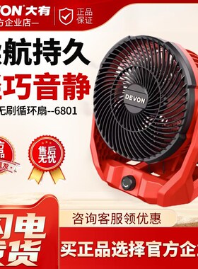 大有6801锂电Type-C接口双源供电风扇充电风扇桌面风扇空气循环扇