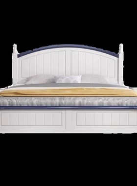 白色美式田园实木床1.8m简约单双E人床次卧白色公主床奶油风儿童