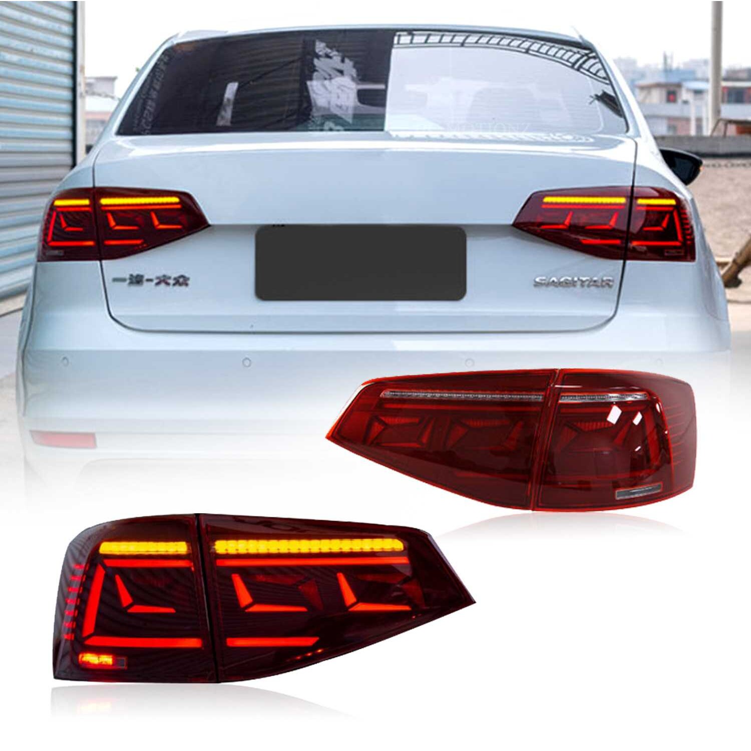 HCMOTIONZ适用于大众速腾 Jetta 15-18款LED改装流光转向尾灯总成