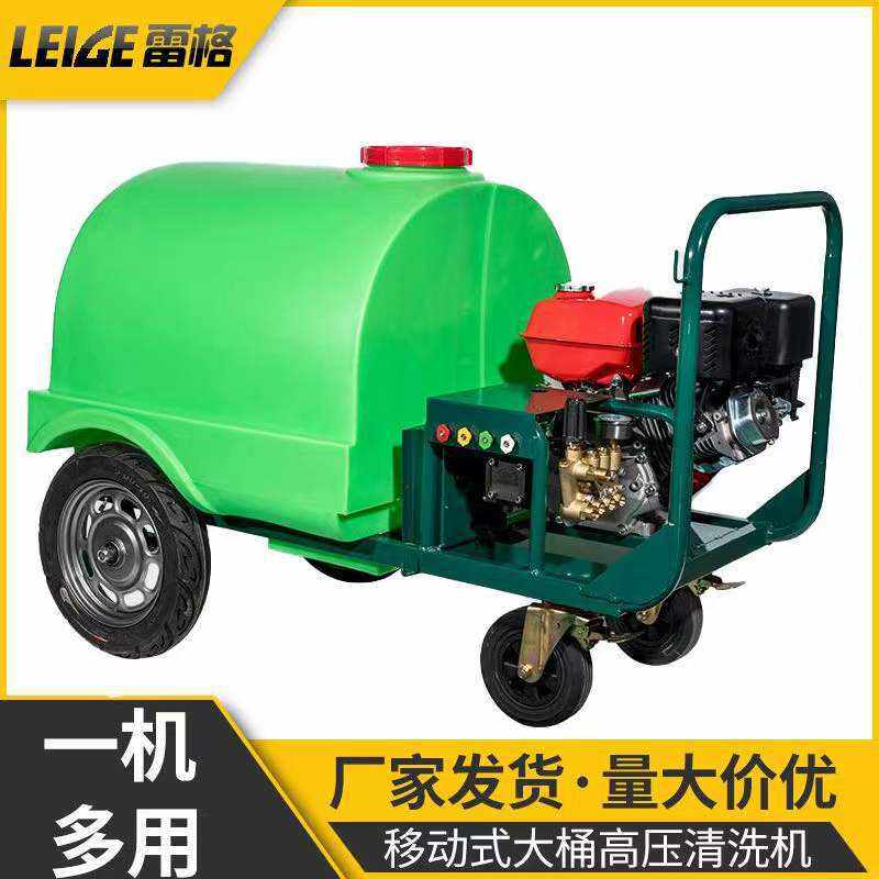 汽油柴油动力高压清洗机300L手推式移动带水箱洗车机物业环卫路面