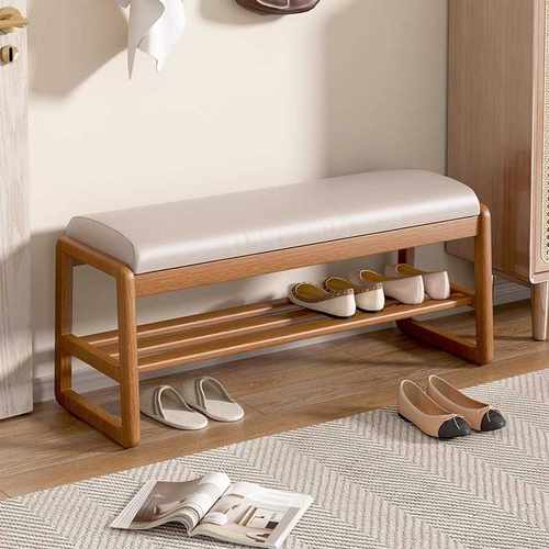 实木换鞋凳家用入户穿鞋凳软包凳子鞋柜玄关鞋架进门口可坐免安装