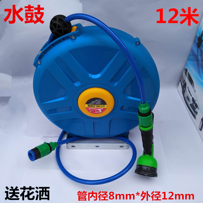 气鼓自动伸缩卷管器15米PU包纱12*8MM汽车维修收管器气鼓电线绕管