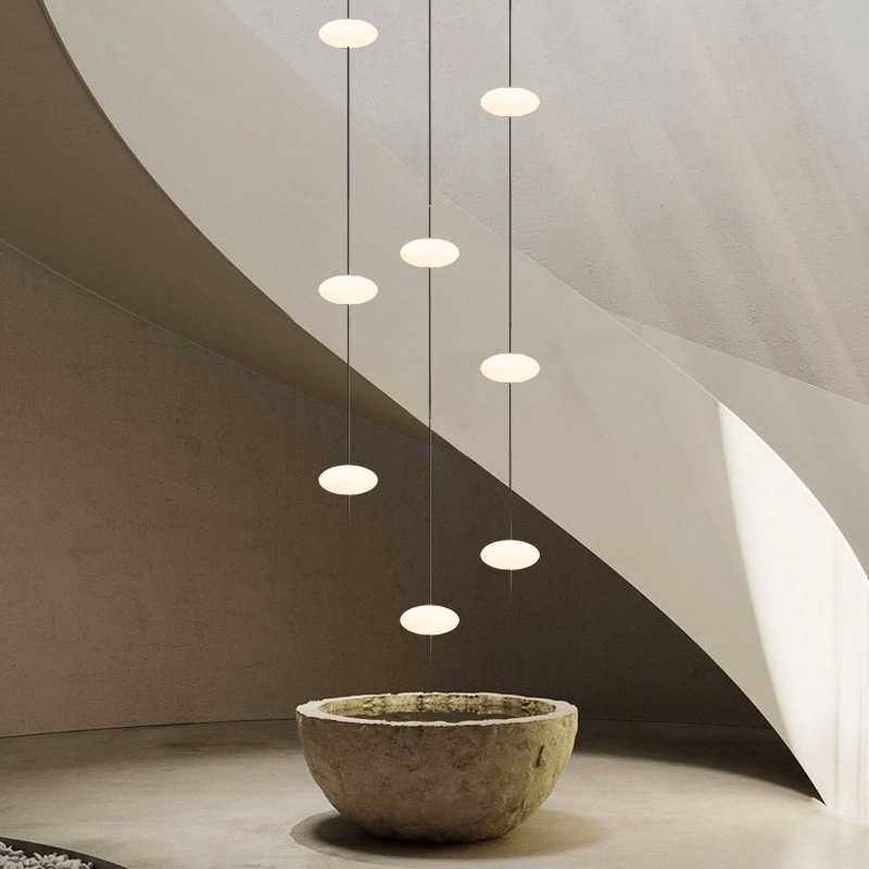 极简楼梯吊灯现代简约创意设计师别墅复式楼loft旋转楼梯间长线灯