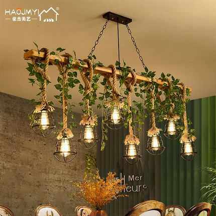 美式乡村创意个性麻绳吊灯工业风复古烧烤店农家乐收银台吧台吊灯