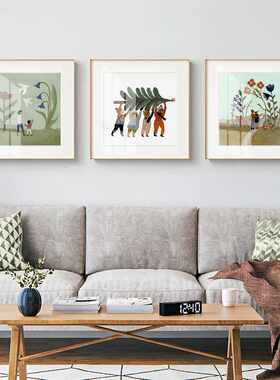 小清新餐厅饭桌墙上壁画抽象卡通儿童房挂画系北欧客厅装饰画