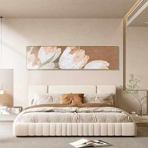 遇见芳华 侘寂风花卉卧室装饰画郁金香温馨主卧床头挂画沙发壁画