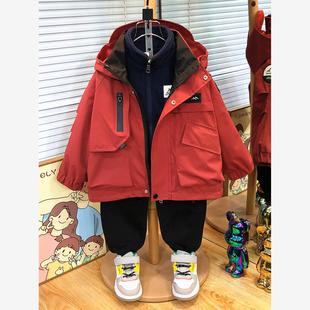 男童外套春秋季2025新款儿童冲锋衣三合一韩范痞帅小男孩防风秋装
