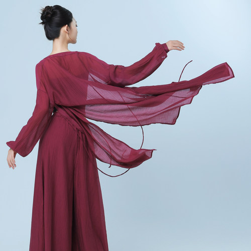 艾舞尔古风宽袖外披纱衣女中长款中国舞国风古典舞演出服仙气飘逸