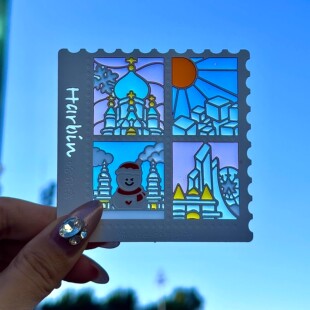 哈尔滨文创中央大街索菲亚教堂透光彩窗冰箱贴创意旅游纪念伴手礼