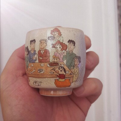 蜡笔小新全家福中古感迷你陶瓷杯