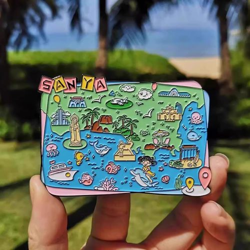 海南三亚的一天卡地图金属冰箱贴