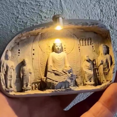 洛阳龙门石窟佛像夜灯浮雕冰箱贴