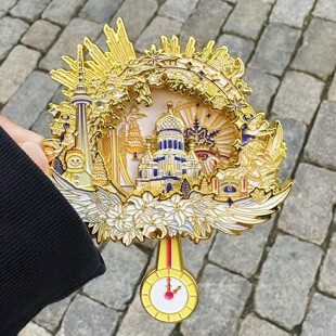 哈尔滨文创索菲亚教堂城堡摆钟可旋转金属冰箱贴旅游纪念伴手礼物