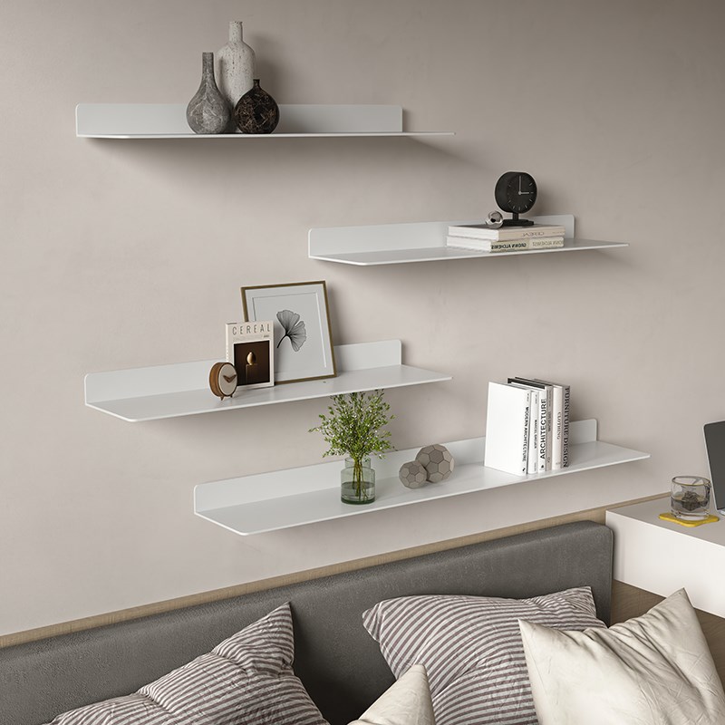 现代简约墙上置物架发光一字隔板商品展I示架客厅背景装饰卧室书