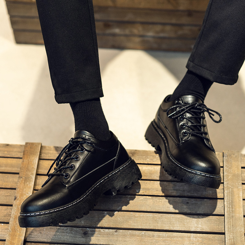 夏季皮鞋男c英伦休闲帅气学生黑色男鞋韩版潮流百搭商务正装小皮