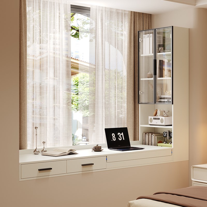 ENF级飘窗柜卧室窗边柜窗台改造柜书桌书柜N一体储物收纳柜可定制