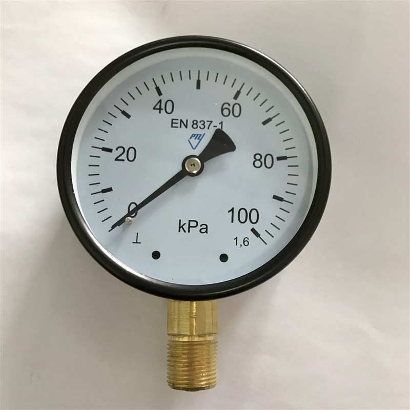 1.6级压力表 Y-100 0-100kpa 直径100mm 径向 普通压力表  铜接头